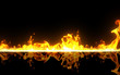 burning on black background