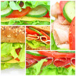 Collage mit verschiedenen frischen belegten Brötchen