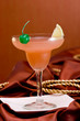 A view of a full cocktail glass