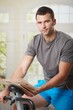 Man doing exercise at home