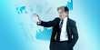 Businessman navigating interface in future
