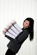 Deprived Women with stress and folders in the office