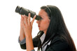 Businesswoman with binoculars looking for the future