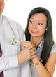 Woman pulls a man out of the money Tasche.Dollar