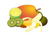 tropical fruits on blank vector