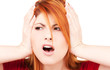 unhappy redhead woman
