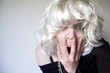 Portrait of a woman.Face in astonishment.