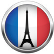 Vector icon (button). Silhouette Eiffel Tower.