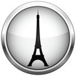 Vector icon (button). Silhouette Eiffel Tower.