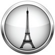 Vector icon (button). Silhouette Eiffel Tower.