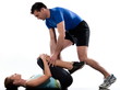 stretching workout posture by a man or a woman on studio