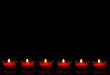 Lit red candles as a bottom border on a black background.