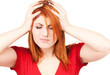 unhappy redhead woman