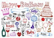 Set of Birthday doodles. Vector illustration.