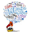 Retro gramophone and musical symbols Retro gramophone and musical symbols