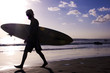 Surfer walking on the beach