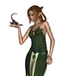 Elf Woman and Pet Dragon