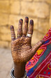 Photo: indian woman with traditional henna painted hand indian woman with traditional henna painted hand