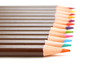 Colored crayons on a white background
