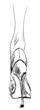 Sketch of female foot in  footwear