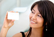Woman with a business card