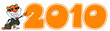 Cartoon Character Happy Tiger Pointing Orange 2010 Year