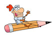 Freelancer Knight Man Riding A Giant Pencil