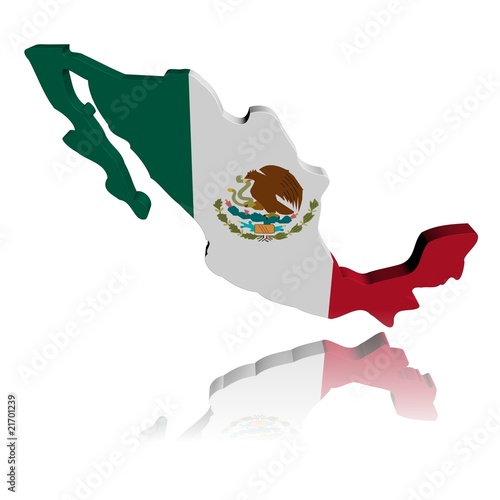 mexico map flag. Mexico map flag 3d render with