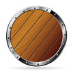 Round wooden shield - isolated on white