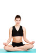 smiling woman doing yoga