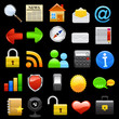 Web icon set on black background