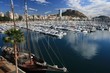 Marina in the port of Alicante and Santa Barbara castle