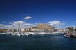 Marina in the port of Alicante and Santa Barbara castle
