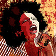 Quadro jazz singer on grunge background Quadro jazz singer on grunge background