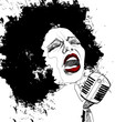 jazz singer on white background