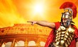 Roman legionary soldier in front of coliseum Roman legionary soldier in front of coliseum