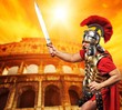 Roman legionary soldier in front of coliseum Roman legionary soldier in front of coliseum