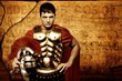 Roman legionary soldier in front of abstract wall Roman legionary soldier in front of abstract wall
