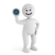 Funny smile character with compass Funny smile character with compass
