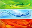 Arrows on blue, red and green dotted backgrounds. Arrows on blue, red and green dotted backgrounds.