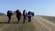 Group of hikers on a path