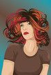 Woman's face with detailed colorful hair Woman's face with detailed colorful hair