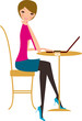 Girl with laptop and coffee cup