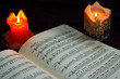 candles with sheet music