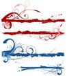 Grunge floral borders