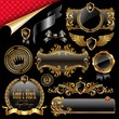 Set of royal gold and black design elements