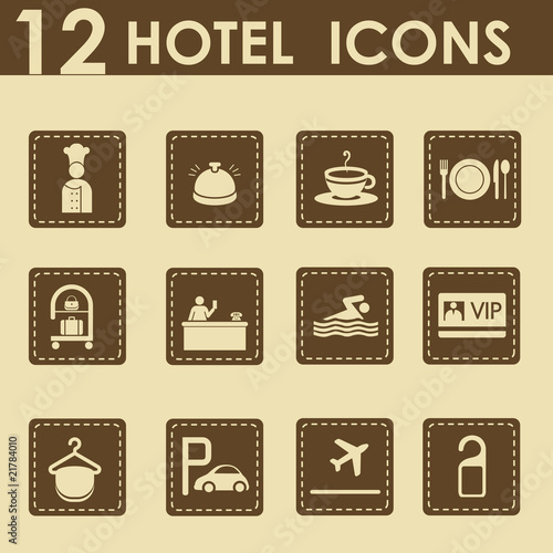 hotel icons free. Hotel icons set in retro style