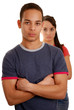 Foto: Unhappy young couple isolated on white Unhappy young couple isolated on white