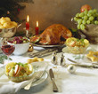 Festive Christmas meal with roast goose