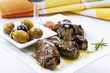 Stuffed vine leaves and olives